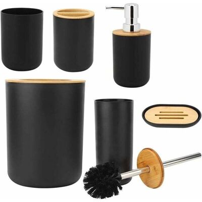 SNQ - Bamboo Bath Set - Gray - 6-Piece - Bathroom Set SNQ - Bamboo Bath Set - Gray - 6-Piece - Bathroom Set