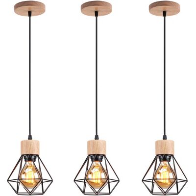 AXHUP Pendelleuchte - 3er Set Geometrischer Diamantkäfig Industriebeleuchtung AXHUP Pendelleuchte - 3er Set Geometrischer Diamantkäfig Industriebeleuchtung