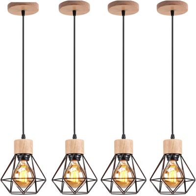 AXHUP Holz Vintage Industriell Hängeleuchte - Pendellampe AXHUP Holz Vintage Industriell Hängeleuchte - Pendellampe