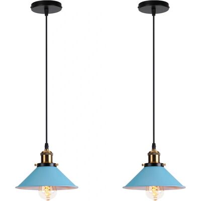 AXHUP Vintage Pendant Light - 2pcs, Ø22cm Metal Shade - Suitable for E27 AXHUP Vintage Pendant Light - 2pcs, Ø22cm Metal Shade - Suitable for E27