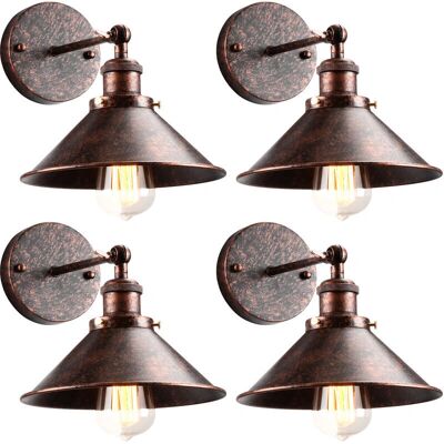 AXHUP - Lampada da Parete Vintage Industriale - 4x E27 - Rosso Ruggine - 60W - Illuminazione Interna AXHUP - Lampada da Parete Vintage Industriale - 4x E27 - Rosso Ruggine - 60W - Illuminazione Interna