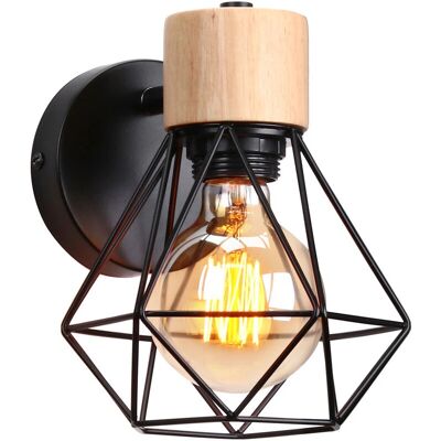 AXHUP - Diamond Cage Lamp - Metal Wood - 180° Adjustable - Wall Lamp AXHUP - Diamond Cage Lamp - Metal Wood - 180° Adjustable - Wall Lamp