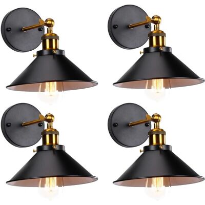HENRY Vintage Industrial Wall Light - 4 pcs - E27 Bulb Compatible HENRY Vintage Industrial Wall Light - 4 pcs - E27 Bulb Compatible