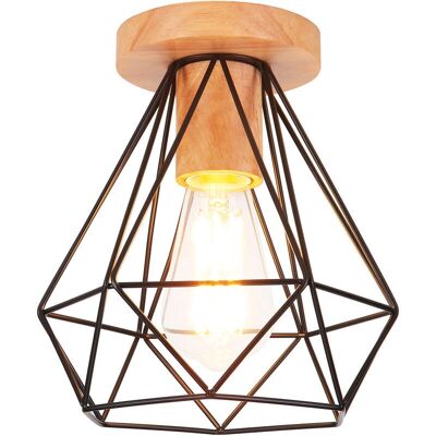AXHUP - Diamante - Metal and Wood - Black - Ceiling Lamp AXHUP - Diamante - Metal and Wood - Black - Ceiling Lamp