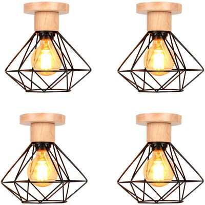 Axhup 4 Pack Vintage Industrial Ceiling Lamp - Black Axhup 4 Pack Vintage Industrial Ceiling Lamp - Black
