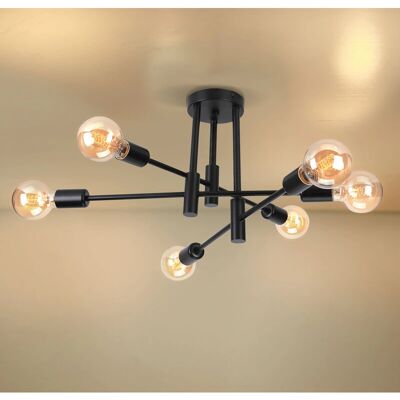 AXHUP Metal Ceiling Light - Industrial Vintage 6 E27 Fixtures AXHUP Metal Ceiling Light - Industrial Vintage 6 E27 Fixtures