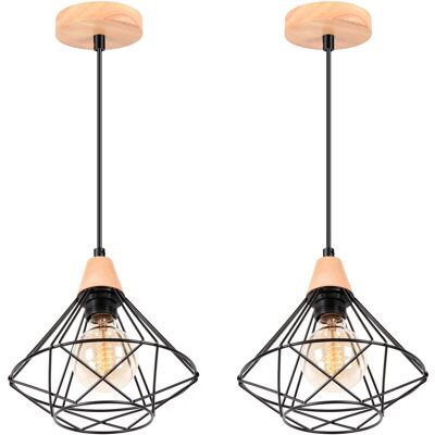 AXHUP 2-Piece Industrial Diamond Shape Pendant Light - Pendant Lamp for Bedroom, Living Room, Dining Room AXHUP 2-Piece Industrial Diamond Shape Pendant Light - Pendant Lamp for Bedroom, Living Room, Dining Room