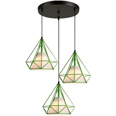 AXHUP Industrial Pendant Light - 3 Lights, 25cm, E27, Green AXHUP Industrial Pendant Light - 3 Lights, 25cm, E27, Green