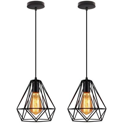 Lámpara Colgante de Metal AXHUP - 20cm Diamante - Estilo Industrial Retro Lámpara Colgante de Metal AXHUP - 20cm Diamante - Estilo Industrial Retro