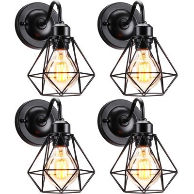 Axhup Wall Lamp - Ø16cm Diamond Cage Vintage Lighting - Indoor Black Axhup Wall Lamp - Ø16cm Diamond Cage Vintage Lighting - Indoor Black