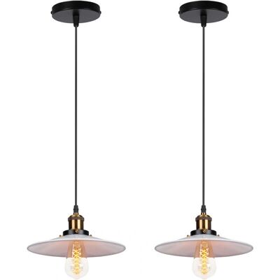AXHUP - 2X Ø22cm shade - Bronce - E27 - Lámpara colgante AXHUP - 2X Ø22cm shade - Bronce - E27 - Lámpara colgante