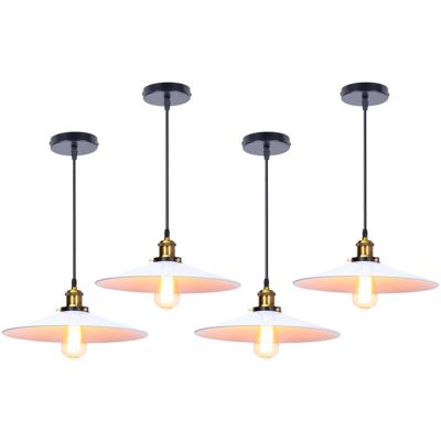 AXHUP 4X Lámpara Colgante Blanca - E27 Estilo Retro Industrial AXHUP 4X Lámpara Colgante Blanca - E27 Estilo Retro Industrial