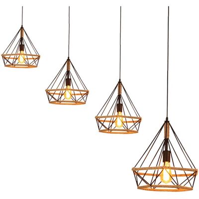 Hamp Rope Industrial Vintage Pendant Light - Ø25cm Cage Hamp Rope Industrial Vintage Pendant Light - Ø25cm Cage