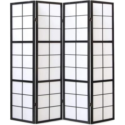 PEGANE Paravent japonais en bois noir 4 panneaux - Publicité PEGANE Paravent japonais en bois noir 4 panneaux - Publicité