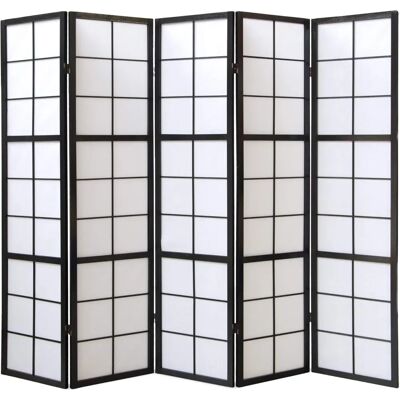 PEGANE Paravent Japonais 5 Panneaux - Noir & Papier de Riz - H 178,6 cm - Publicité PEGANE Paravent Japonais 5 Panneaux - Noir & Papier de Riz - H 178,6 cm - Publicité
