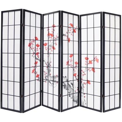 Pegane - 6-panel cherry blossom wood - Noir - Paravent - Publicité Pegane - 6-panel cherry blossom wood - Noir - Paravent - Publicité