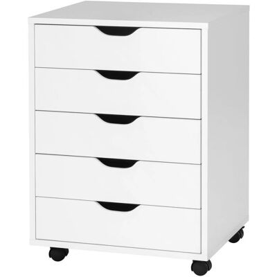 Costway - 5-drawer wooden rolling storage cabinet Costway - 5-drawer wooden rolling storage cabinet