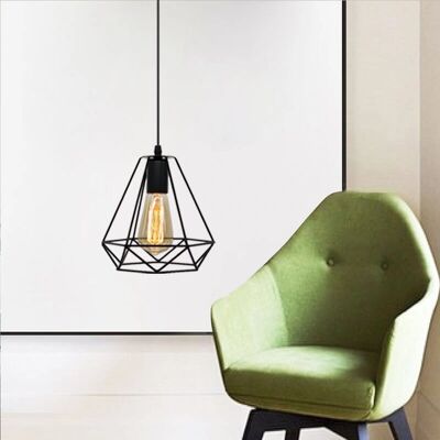 AXHUP - Ø20cm Diamond Cage - Black - Industrial - Pendant lamp AXHUP - Ø20cm Diamond Cage - Black - Industrial - Pendant lamp