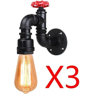 AXHUP Model 3X Water Pipe Industrial Wall Light - Steampunk Vintage Decor AXHUP Model 3X Water Pipe Industrial Wall Light - Steampunk Vintage Decor