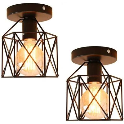 AXHUP 2X Ceiling Light, Ø16cm Mini Piazza Lamp, Metal Cage E27 for Living Room AXHUP 2X Ceiling Light, Ø16cm Mini Piazza Lamp, Metal Cage E27 for Living Room