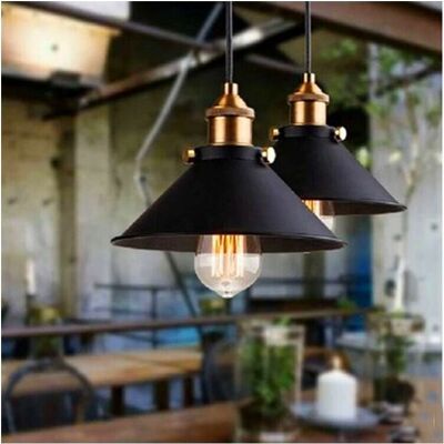 AXHUP 2PCS Vintage Industrial Pendant Light Ø26cm Black AXHUP 2PCS Vintage Industrial Pendant Light Ø26cm Black