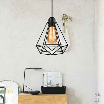 Lámpara Suspendida AXHUP - Luz de Techo con Jaula Industrial - Negro Lámpara Suspendida AXHUP - Luz de Techo con Jaula Industrial - Negro