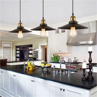Lampadario Industriale - 3 Luci Retro - E27 22cm Nero Lampadario Industriale - 3 Luci Retro - E27 22cm Nero