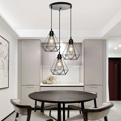 AXHUP Vintage Industrial Pendant Light - 3 Lights, Black AXHUP Vintage Industrial Pendant Light - 3 Lights, Black
