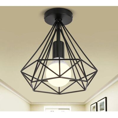 AXHUP - Diamond Cage Ø25cm - Industrial - Black - Ceiling Lamp AXHUP - Diamond Cage Ø25cm - Industrial - Black - Ceiling Lamp