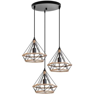 AXHUP Lámpara colgante industrial de 3 luces - Techo AXHUP Lámpara colgante industrial de 3 luces - Techo