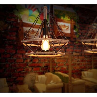 Axhup Lampada a Sospensione Vintage con Corda di Canapa - E27, 60W Max Axhup Lampada a Sospensione Vintage con Corda di Canapa - E27, 60W Max