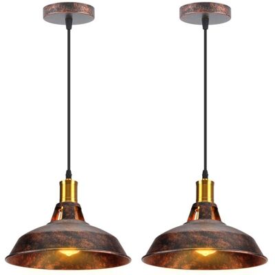 AXHUP Vintage Pendant Light - E27 Adjustable Cable - Rusty - Pendant Lamp AXHUP Vintage Pendant Light - E27 Adjustable Cable - Rusty - Pendant Lamp