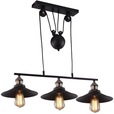 AXHUP Lampada a Sospensione Industriale con Puleggia - E27 - 26cm AXHUP Lampada a Sospensione Industriale con Puleggia - E27 - 26cm