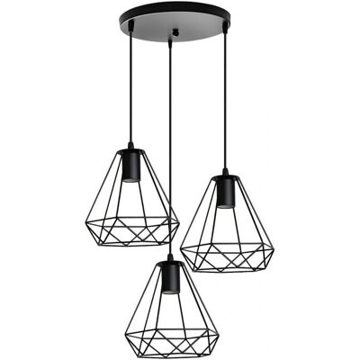 Axhup - 3 Light Pendant Industrial E27 LED 40W Ø20cm Vintage Black - Pendant Lamp Axhup - 3 Light Pendant Industrial E27 LED 40W Ø20cm Vintage Black - Pendant Lamp