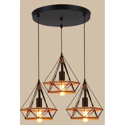 Lampada a sospensione vintage diamante nero AXHUP - 3 luci stile industriale Lampada a sospensione vintage diamante nero AXHUP - 3 luci stile industriale