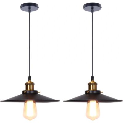 AXHUP - 2X Pendant Lamp - Ø26cm Stylish Retro Lighting for Kitchen & Bedroom AXHUP - 2X Pendant Lamp - Ø26cm Stylish Retro Lighting for Kitchen & Bedroom