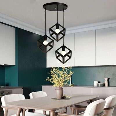 H&M - Lampada a Sospensione Industriale Vintage con Gabbia a Cubo - Lampada a Soffitto H&M - Lampada a Sospensione Industriale Vintage con Gabbia a Cubo - Lampada a Soffitto
