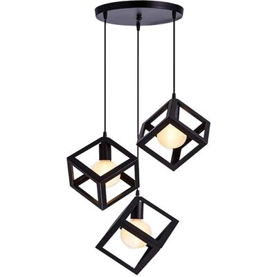 AXHUP Pendant Lamp - Vintage Industrial Ceiling Light with Cage - Black AXHUP Pendant Lamp - Vintage Industrial Ceiling Light with Cage - Black