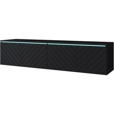 Muebles Slavic - Lowboard 140 cm - Negro Espiga - Mueble TV Muebles Slavic - Lowboard 140 cm - Negro Espiga - Mueble TV
