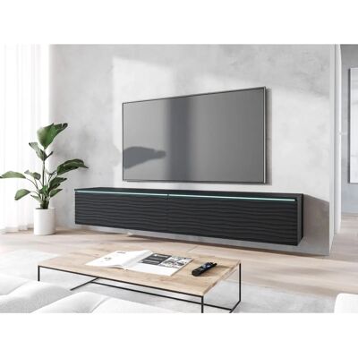 Muebles Slavic - Lowboard D 180 cm - couleur noir ondulant - Meuble TV suspendu - Publicité Muebles Slavic - Lowboard D 180 cm - couleur noir ondulant - Meuble TV suspendu - Publicité