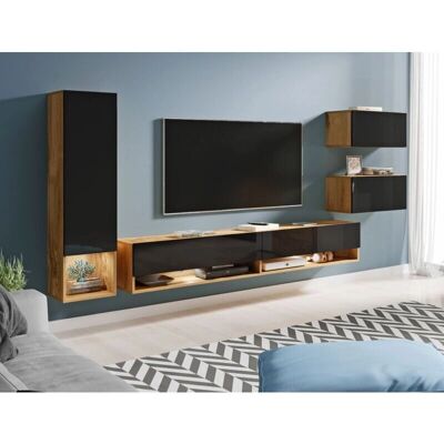 Conjunto de Muebles de Salón AMADEO de Bratex - Wotan/Negro Brillo Conjunto de Muebles de Salón AMADEO de Bratex - Wotan/Negro Brillo