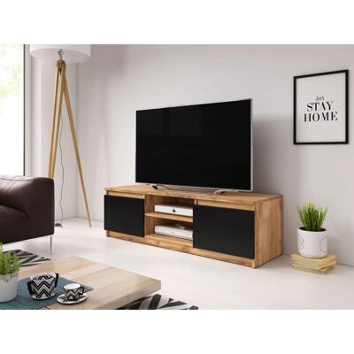 Bratex - 120 cm Dingo - Color Wotan/Negro mate - 120 cm ancho - Mueble TV Bratex - 120 cm Dingo - Color Wotan/Negro mate - 120 cm ancho - Mueble TV