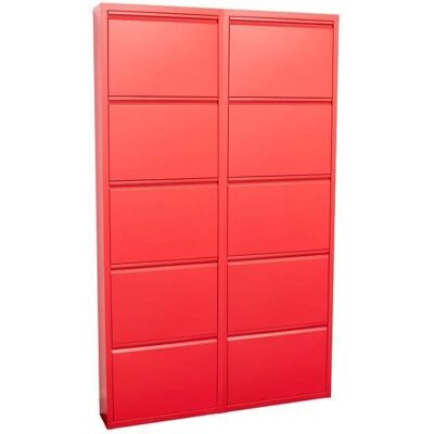 Ebuy24 Pisa Metall Skoskapskap - 10 Dører - Rødt Ebuy24 Pisa Metall Skoskapskap - 10 Dører - Rødt