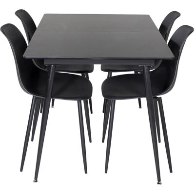 Ebuy24 Silarblext Spisebordsett - Utdrekkbart Bord 120/160cm, Svart & 4 Polar Stoler Ebuy24 Silarblext Spisebordsett - Utdrekkbart Bord 120/160cm, Svart & 4 Polar Stoler