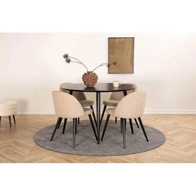 Ebuy24 Dippø115blbl - Rektangulært Spisebordsett - Svart og Beige Ebuy24 Dippø115blbl - Rektangulært Spisebordsett - Svart og Beige