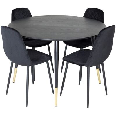 Møbel24 Dippø115blbr - Esstisch-Set - Schwarz & Veloursstühle Møbel24 Dippø115blbr - Esstisch-Set - Schwarz & Veloursstühle