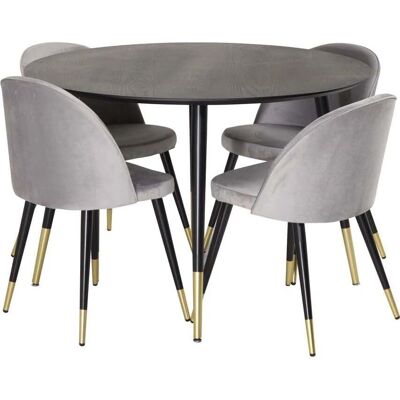 Ebuy24 - Esstisch Dipp 2 - Black - Grey Chairs - Dining Set Ebuy24 - Esstisch Dipp 2 - Black - Grey Chairs - Dining Set
