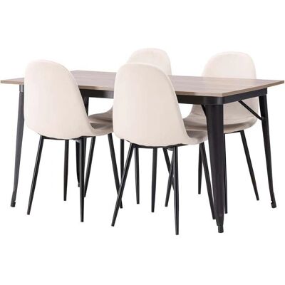 Ebuy24 Tempe spisegruppe - Dekor valnøtt, 4 beige stoler Ebuy24 Tempe spisegruppe - Dekor valnøtt, 4 beige stoler