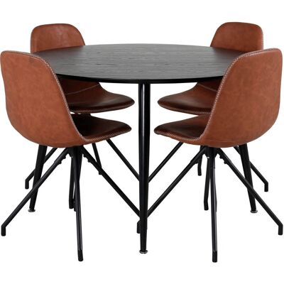 Møbel24 Dipp Ø115cm Essgruppe - Schwarz & Braun Møbel24 Dipp Ø115cm Essgruppe - Schwarz & Braun