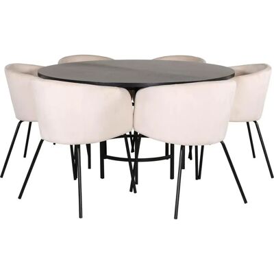 Copenhagen Esstisch & Stühle Set - 140cm Velours Beige Copenhagen Esstisch & Stühle Set - 140cm Velours Beige
